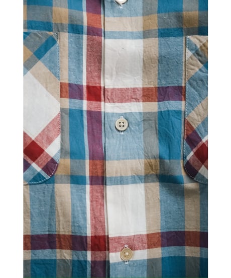 Gurank Plaid open collar shirts