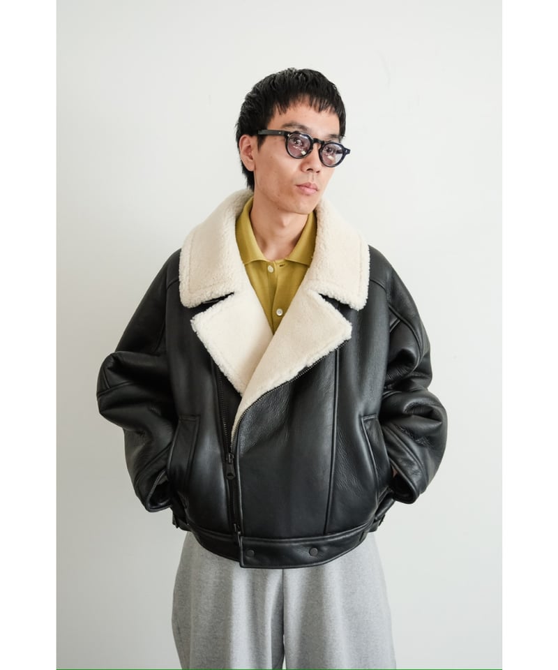 ジャケット・アウター Japanese label double name mouton jacket MOUTON DOUBLE JACKET(WHITE×BLACK) – ANCELLM