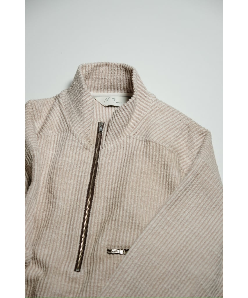 ANCELLM CUT STRIPE HALF ZIP PULL OVER SHIRT | M