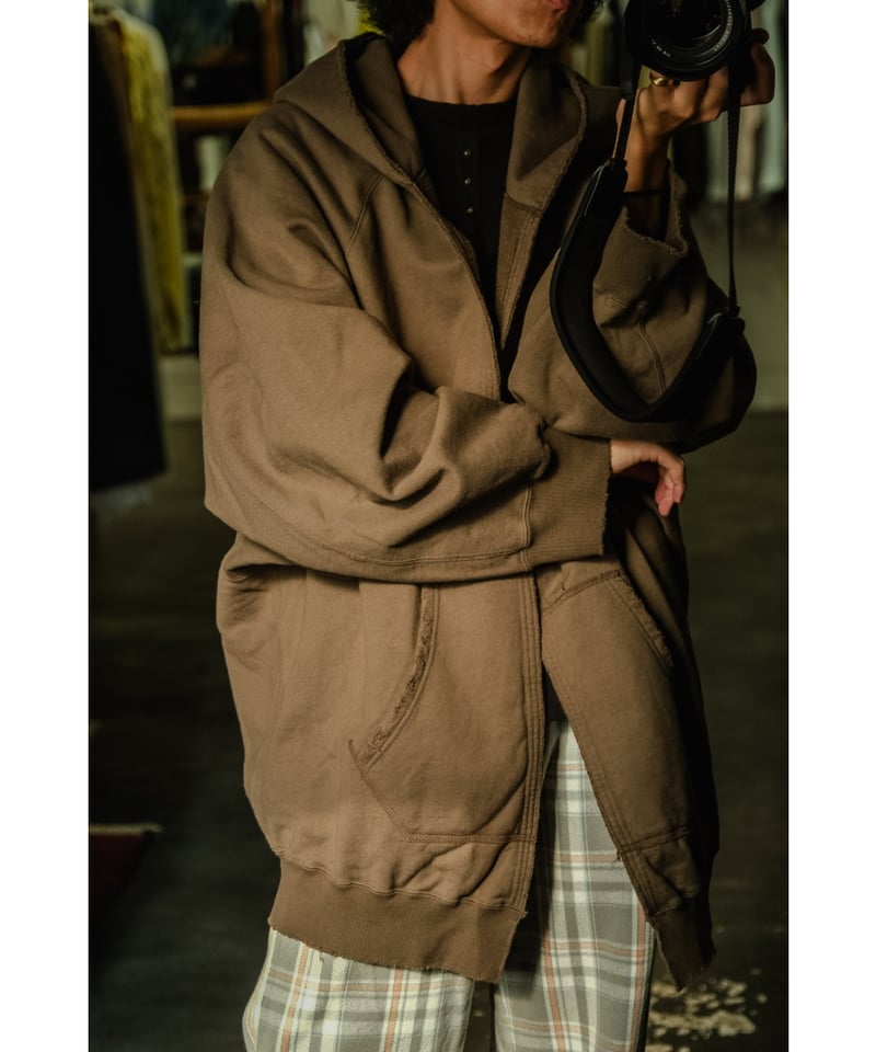 トップス Ancellm OVER SWEAT COAT HOODIE OLIVE Ancellm OVER SWEAT COAT HOODIE OLIVE