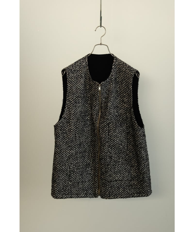 bisown MIX TWEED×VELVETEEN ZIPUP VEST