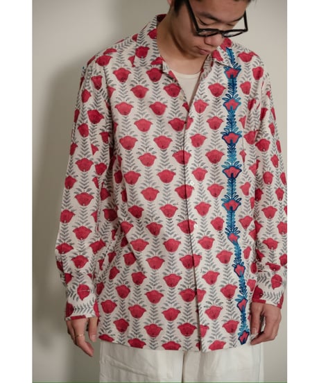 PERIOD FEATURES Block Print & Machine Embroidery Open Collar Shirts