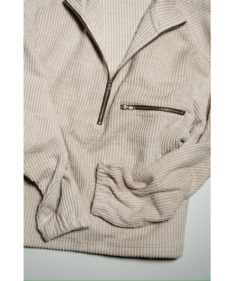 ANCELLM CUT STRIPE HALF ZIP PULL OVER SHIRT | M
