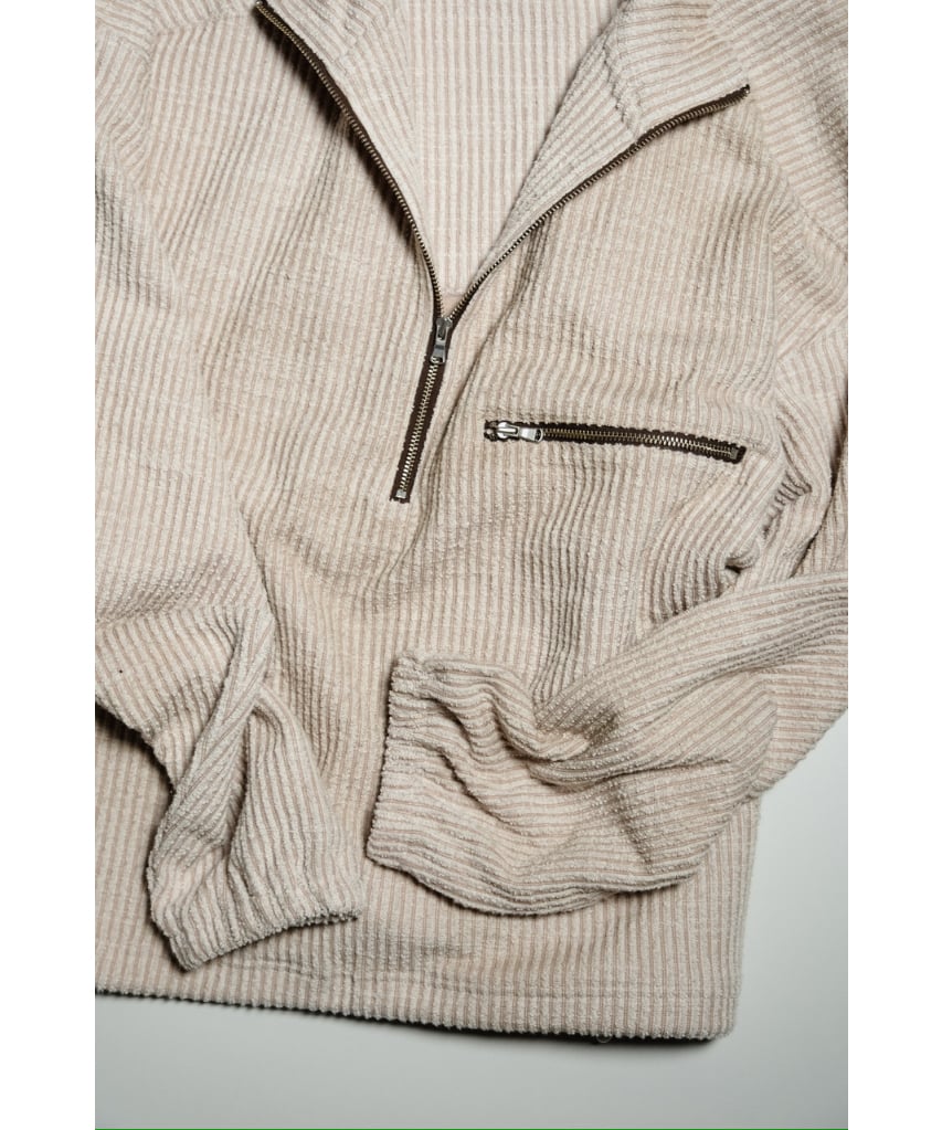 ANCELLM CUT STRIPE HALF ZIP PULL OVER SHIRT | M