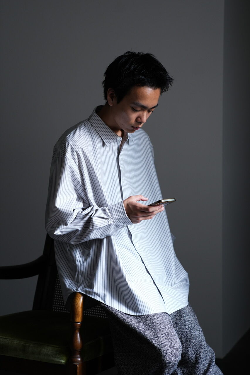 KANEMASA PHIL. Pencil Stripe Dress Jersey Shirt