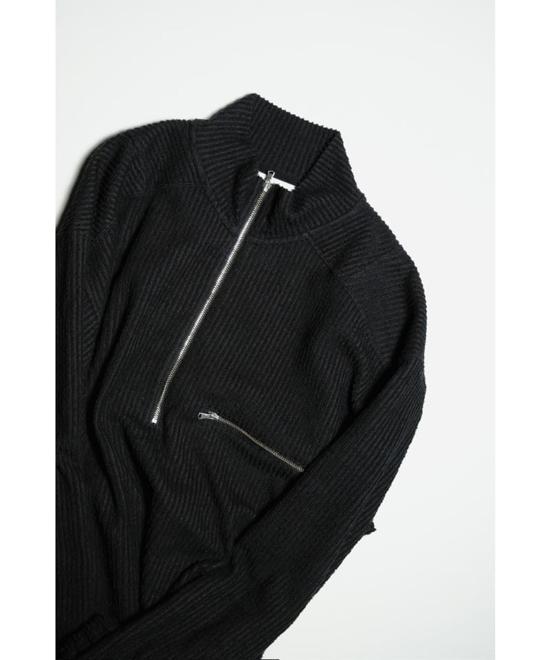 ANCELLM CUT STRIPE HALF ZIP PULL OVER SHIRT | M