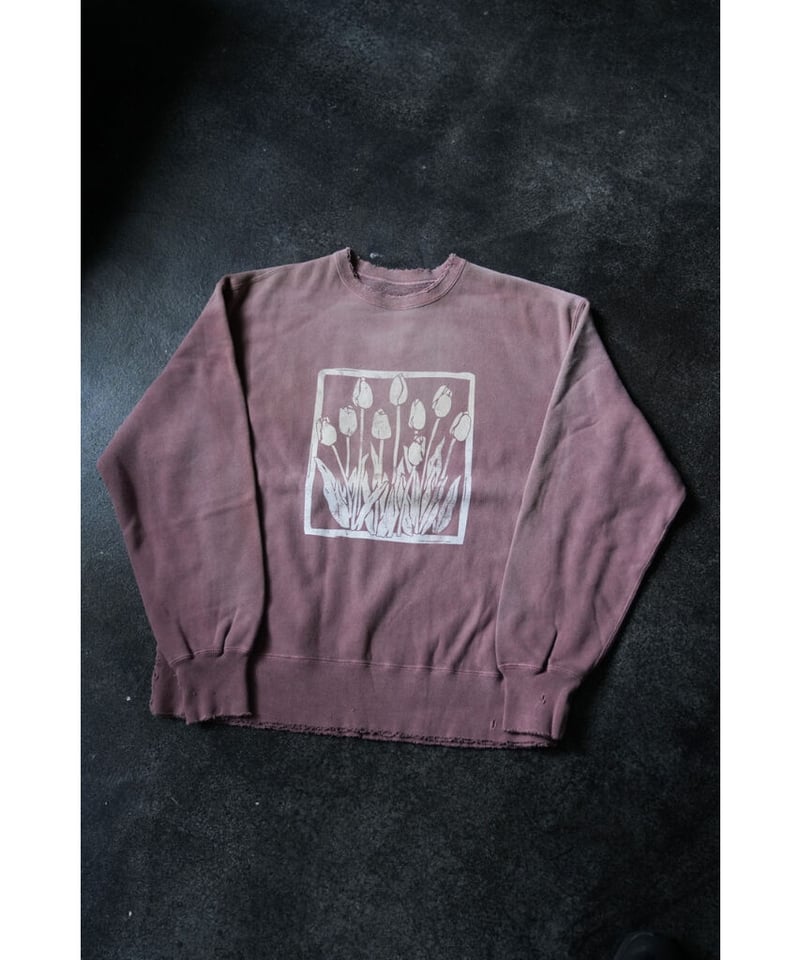ANCELLM DYED DAMAGE FLOWER PRINT SWEAT SHIRT | ANCELLM DYED DAMAGE FLOWER PRINT SWEAT SHIRT |