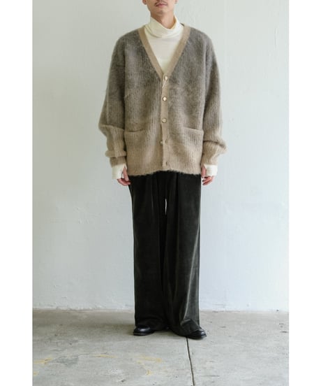 REVERBERATE MOHAIR GRADATION BORDER CARDIGAN