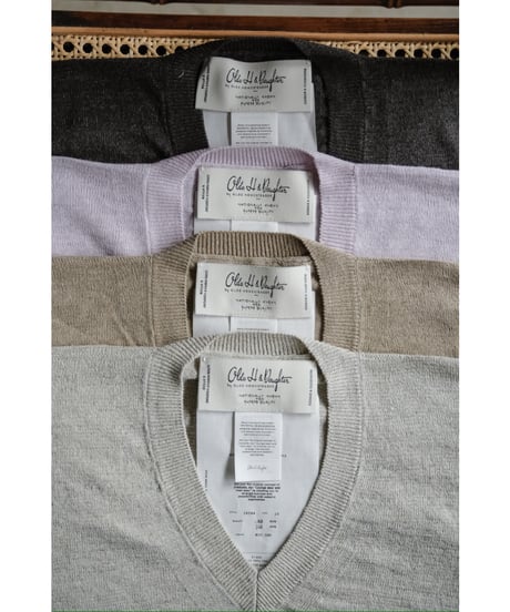 Olde H & Daughter LINEN / SILK PLAIN STITCH V NECK N/S