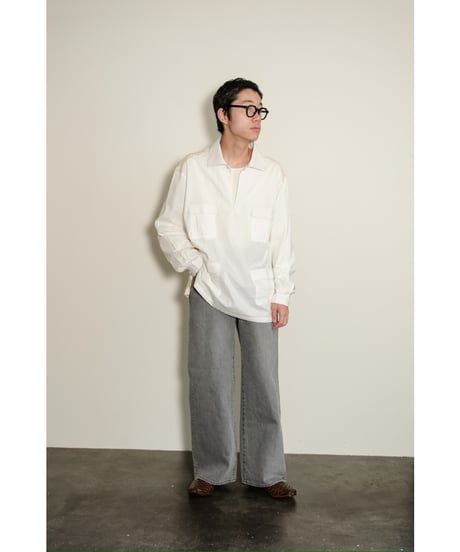 PERIOD FEATURES Cotton Poplin Back Knit Lace Pullover
