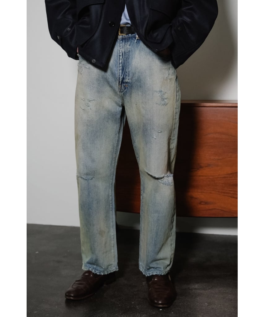 ANCELLM P/DAMAGE DENIM STRAIGHT 5P PANTS | Must ANCELLM P/DAMAGE DENIM STRAIGHT 5P PANTS | Must