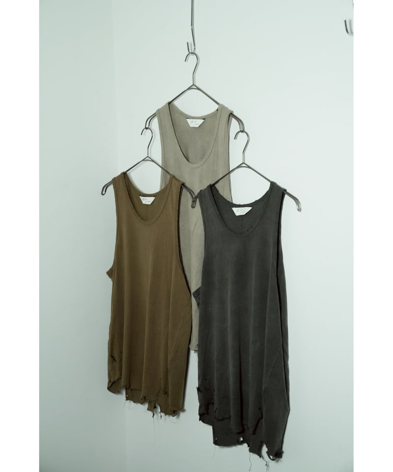 トップス ancellm DAMAGE TANK TOP ANCELLM - DAMAGE TANK TOP | GRAY | タンクトップ | NapsNote