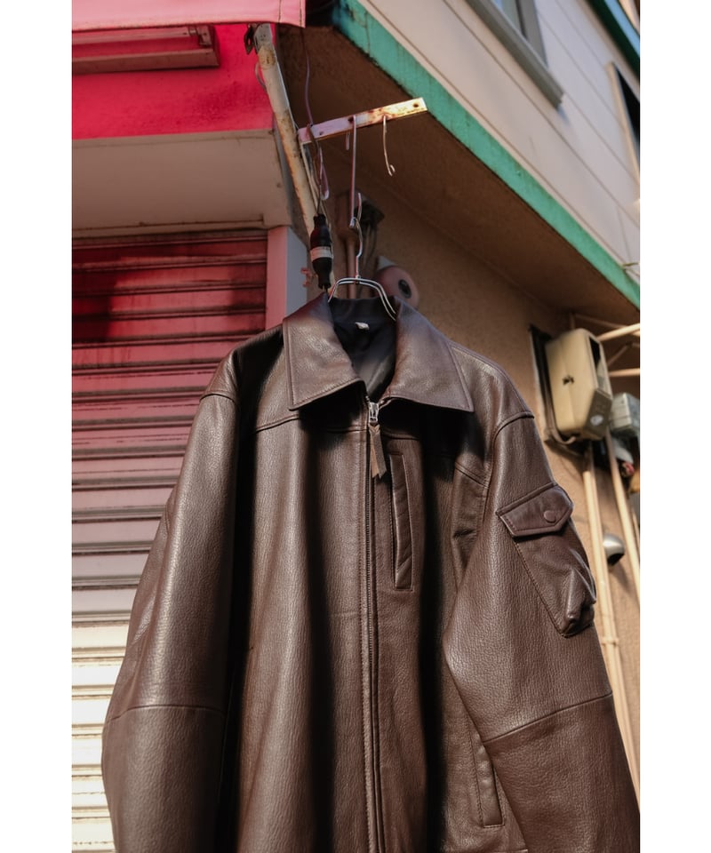 25ss CCU SWING TOP JACKET レザージャケット CCU SWING TOP JACKET/SHEEP SKIN - BLACK - PURAS