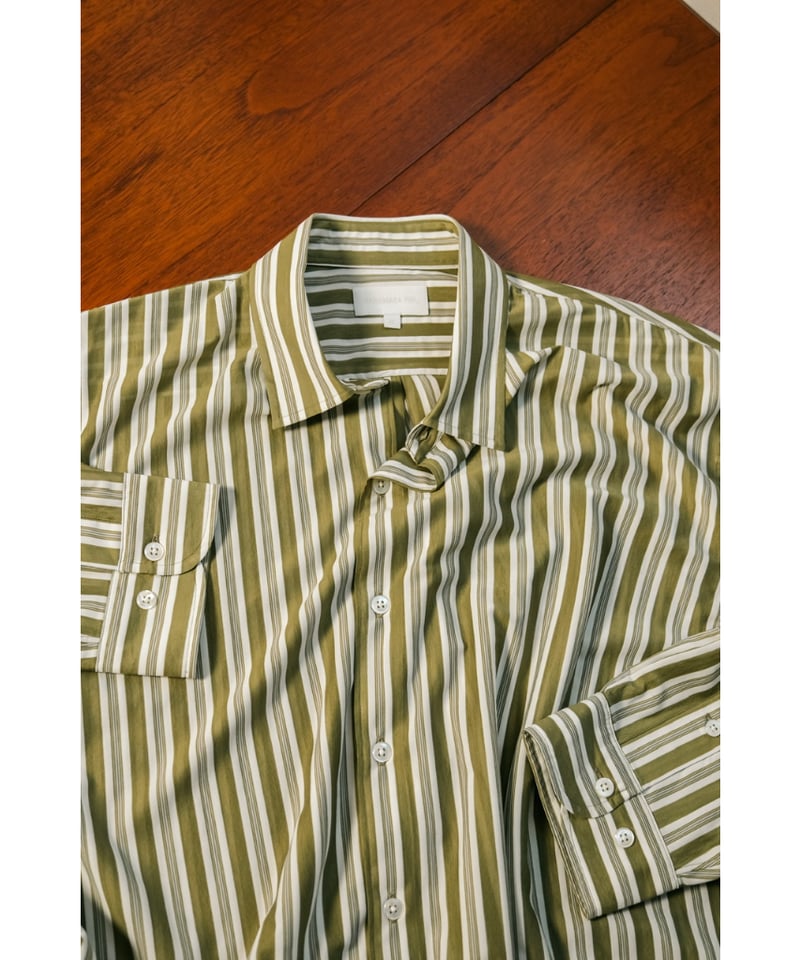 KANEMASA PHIL 46GAtmosphere Shirt カーキS KANEMASA PHIL / 46G Atmosphere Stripe L/S Shirt GREEN GRAY