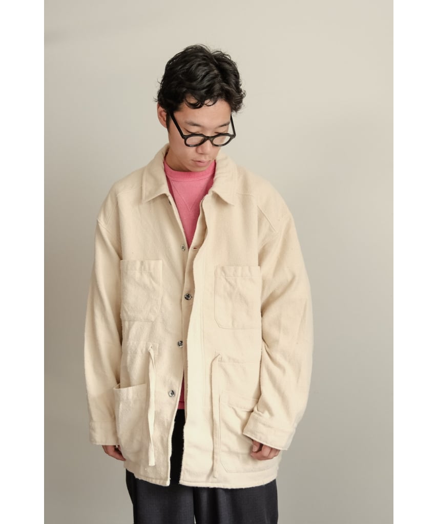 ANCELLM PILLING SHIRT JACKET WHITE アンセルム fit=scale-down,w=1200