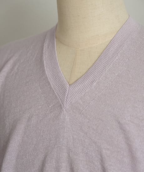 Olde H & Daughter LINEN / SILK PLAIN STITCH V NECK N/S