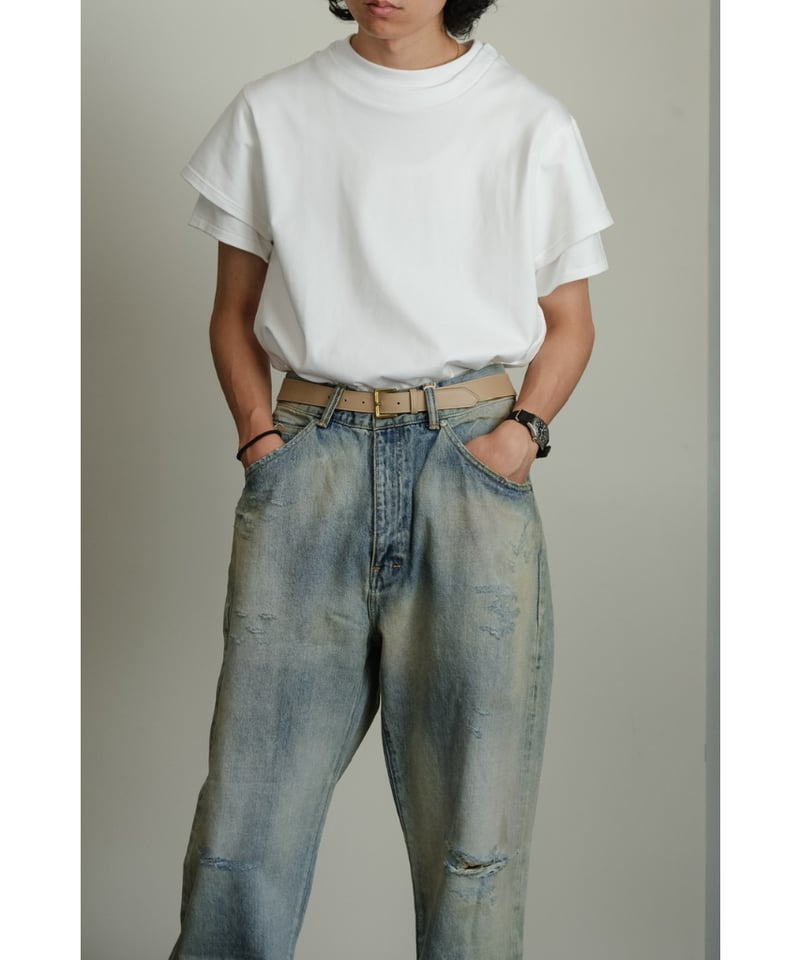 ANCELLM P/DAMAGE DENIM STRAIGHT 5P PANTS | Must ANCELLM P/DAMAGE DENIM STRAIGHT 5P PANTS | Must