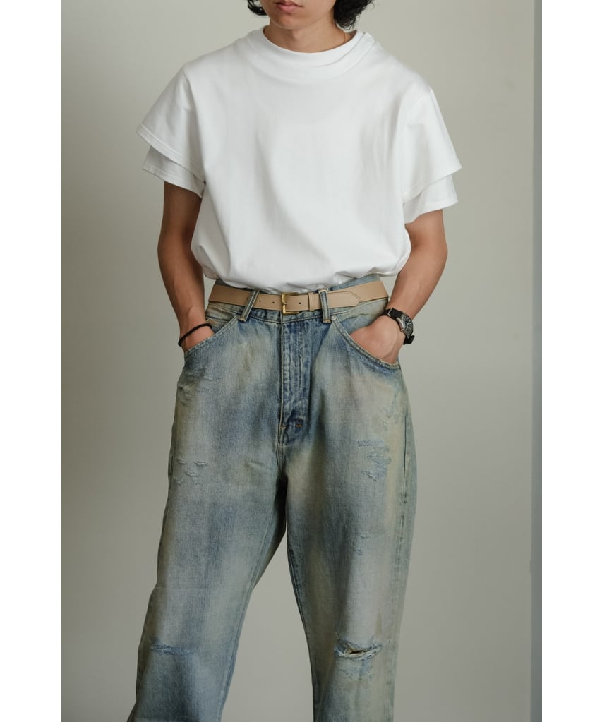 ANCELLM P/DAMAGE DENIM STRAIGHT 5P PANTS | Must