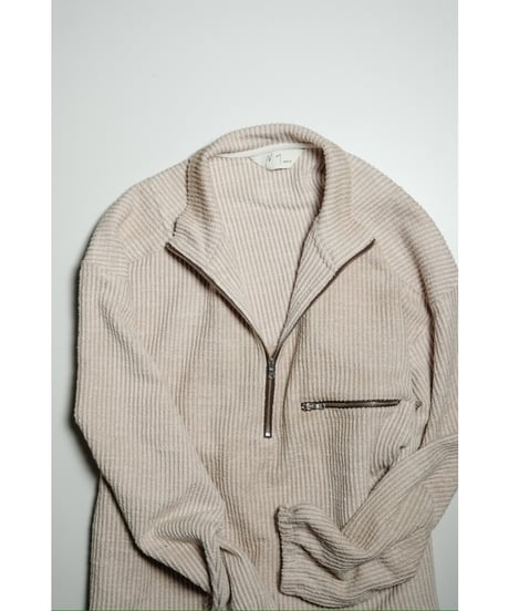 ANCELLM CUT STRIPE HALF ZIP PULL OVER SHIRT