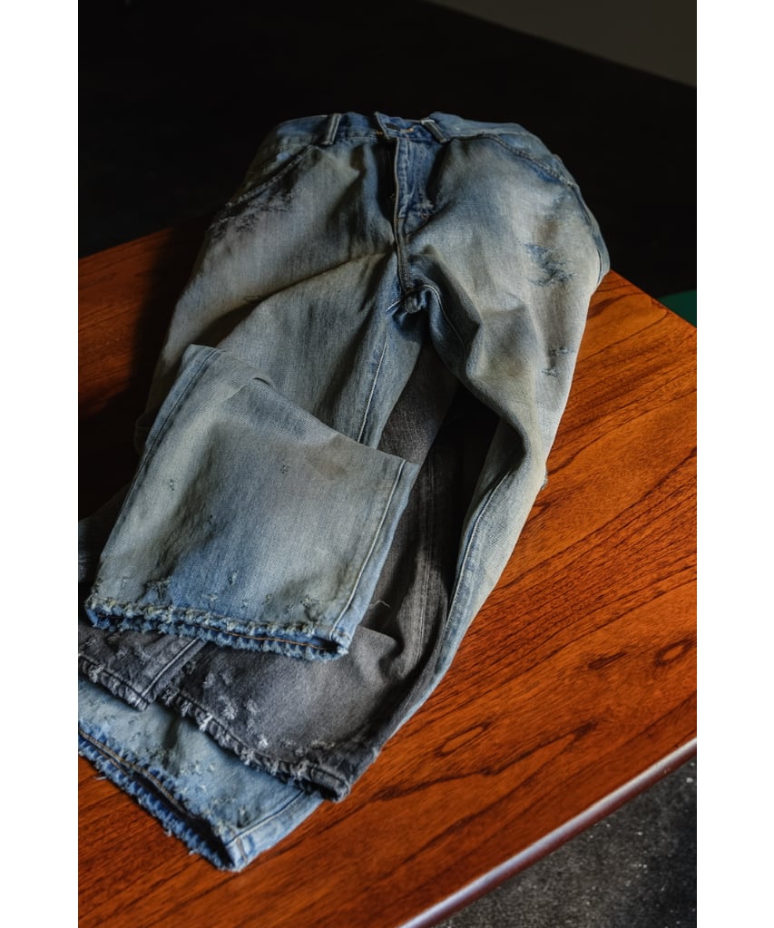 ANCELLM P/DAMAGE DENIM STRAIGHT 5P PANTS | Must