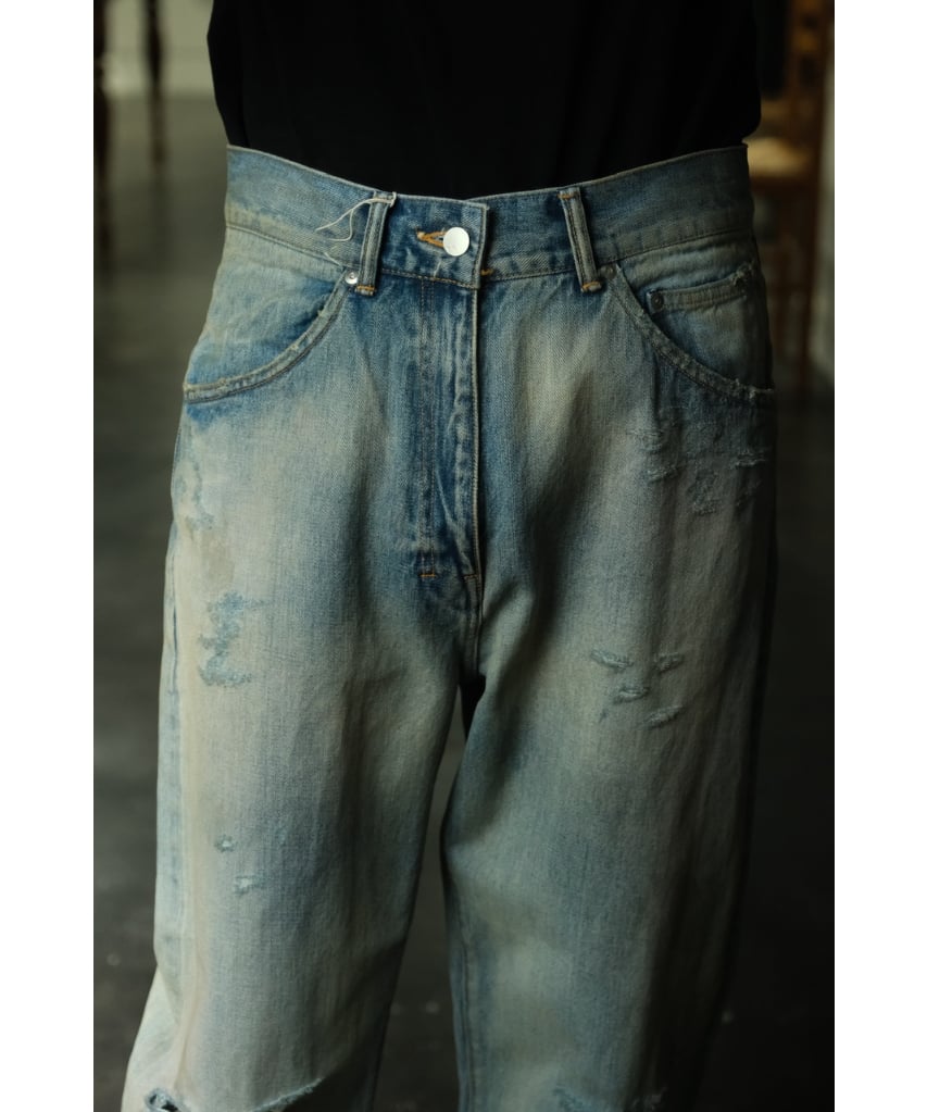 ANCELLM P/DAMAGE DENIM STRAIGHT 5P PANTS | Must ANCELLM P/DAMAGE DENIM STRAIGHT 5P PANTS | Must