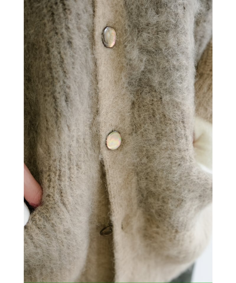 REVERBERATE MOHAIR GRADATION BORDER CARDIGAN |