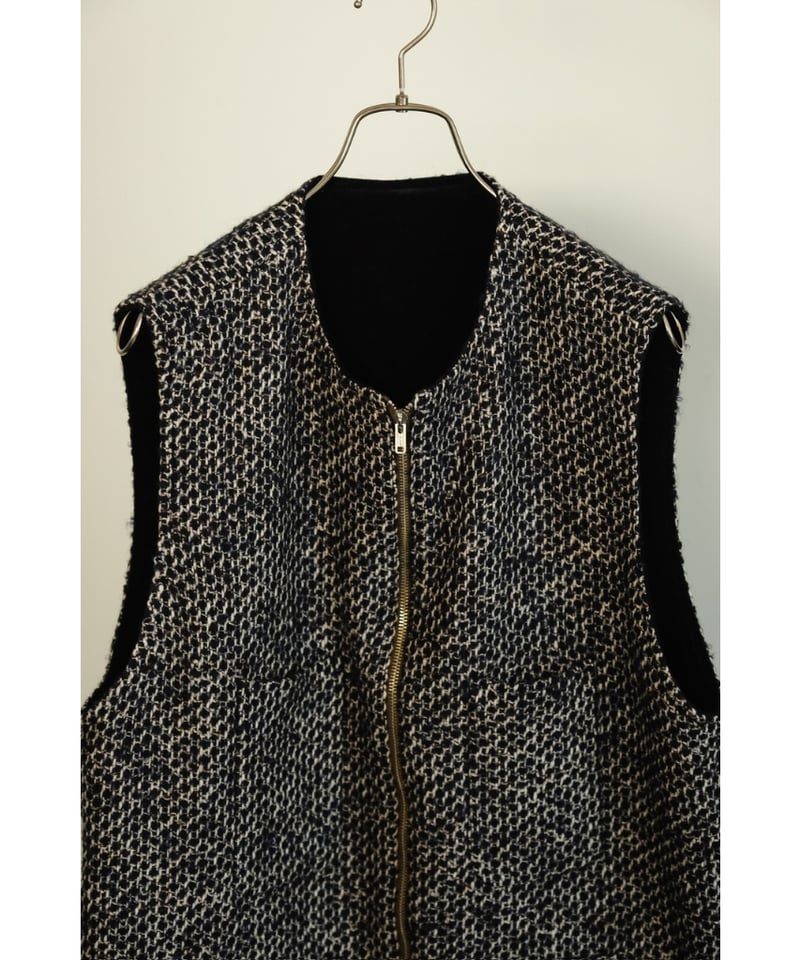 BISOWN MIX TWEED×VELVETEEN ZIPUP VEST | MusterW