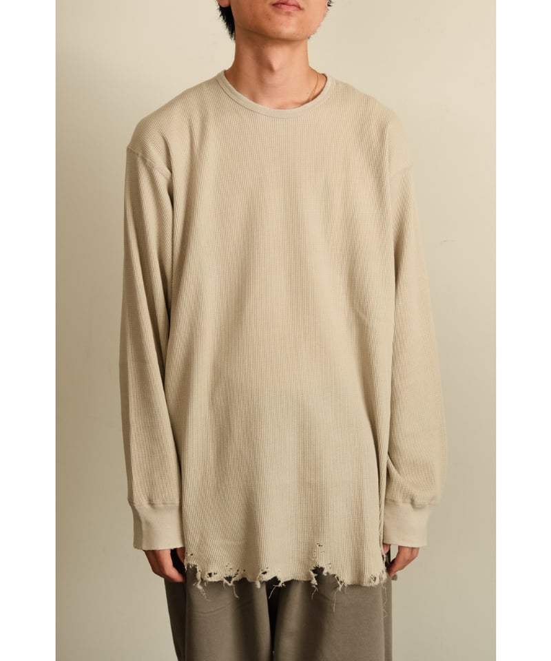 ANCELLM DAMAGE WAFFLE CREW LS T-SHIRT | MusterW