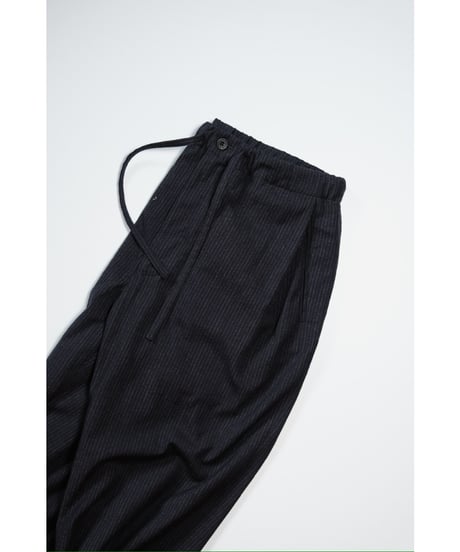 ULTERIOR SILK WOOL STRIPED OX DRAWSTRING PANTS