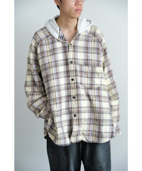 ANCELLM NEL CHECK HOODIE SHIRT