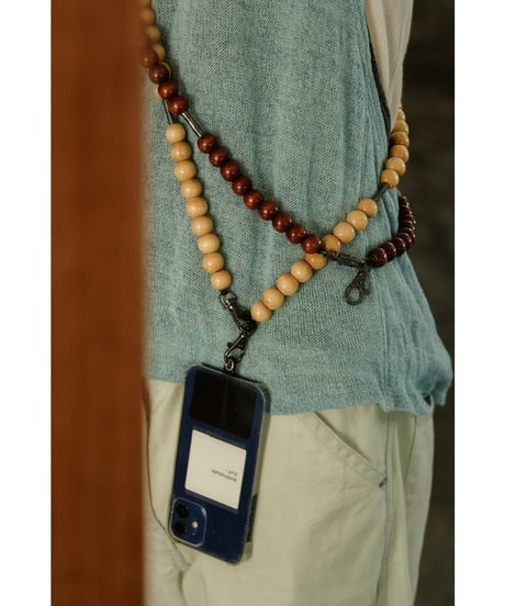 m's braque "Exclusive" VINTAGE WOOD NECK STRAP / NECKLACE