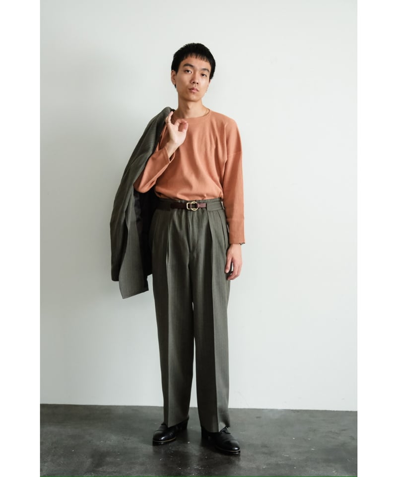 ULTERIOR MELANGE HERRINGBONE STRIPE TUCKED TROU