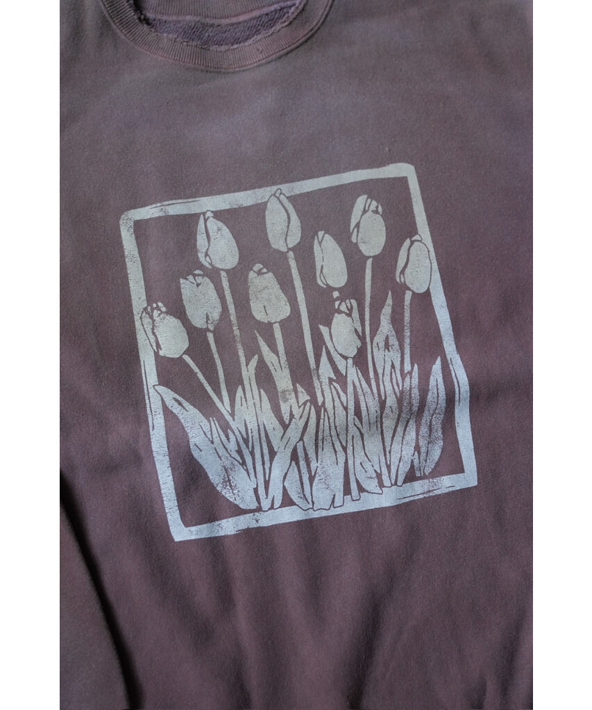 ANCELLM DYED DAMAGE FLOWER PRINT SWEAT SHIRT | ...