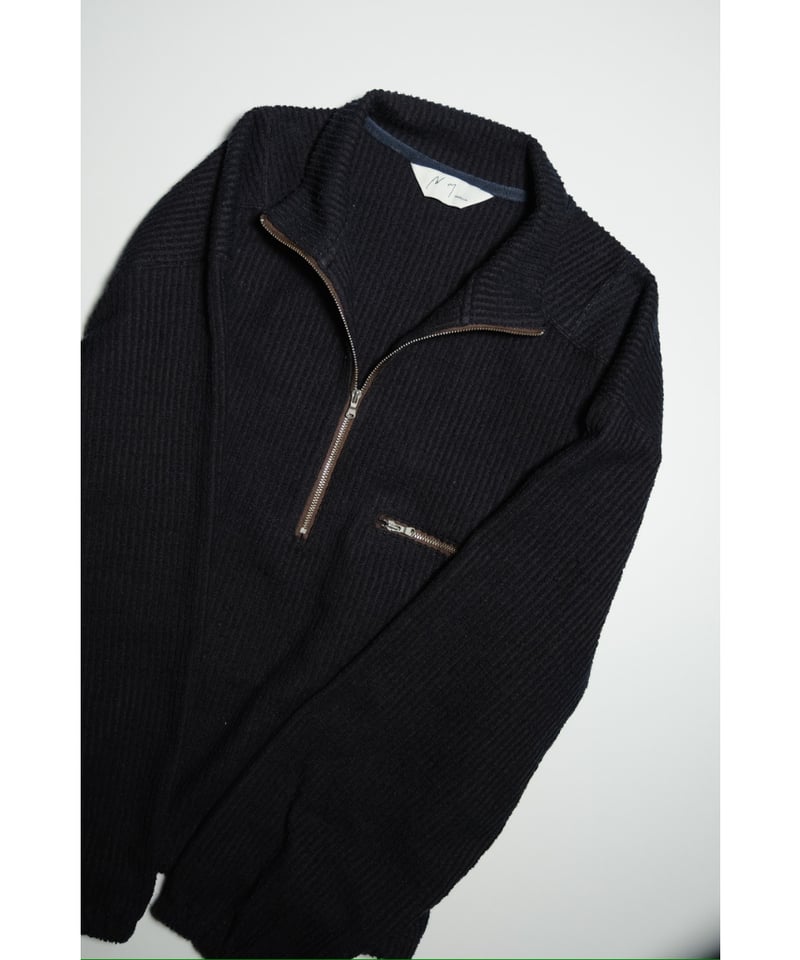 ANCELLM CUT STRIPE HALF ZIP PULL OVER SHIRT | M
