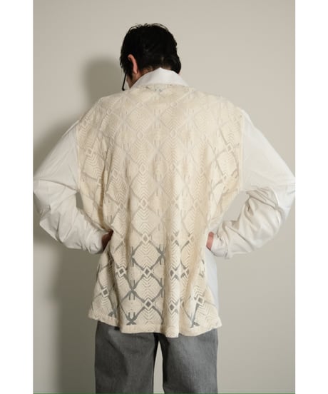 PERIOD FEATURES Cotton Poplin Back Knit Lace Pullover