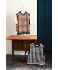 COOHEM ARGYLE JACQUARD KNIT V/T