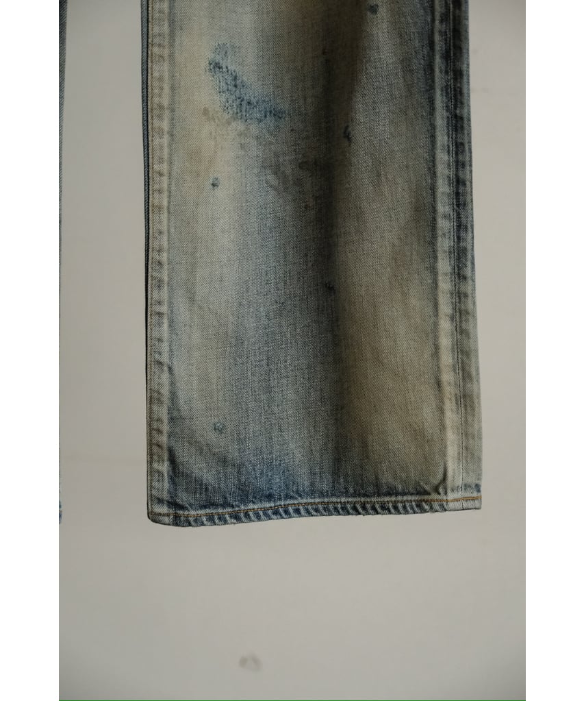 ANCELLM CRASH MIDDLE STRAIGHT 5P DENIM PANTS |