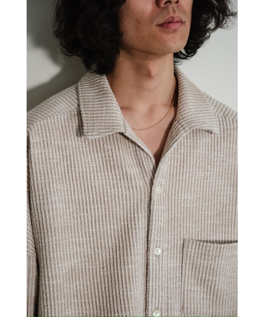 トップス CUT STRIPE SHIRT ANCELLM ANCELLM - CUT STRIPE SHIRT | BLACK | シャツ | NapsNote