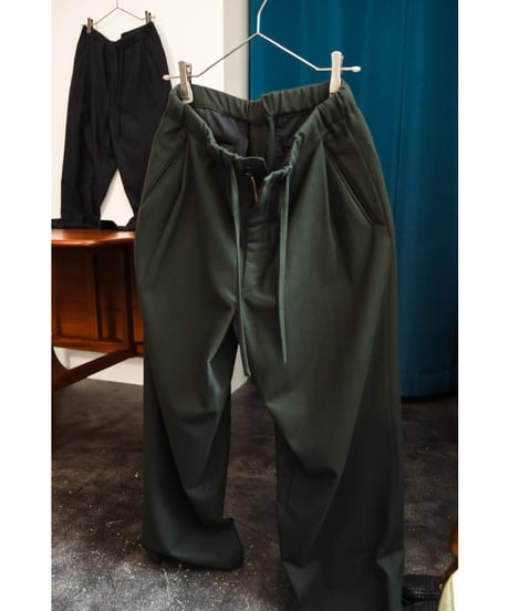 ULTERIOR SUPER FINE WOOL CHECKED DRAWSTRING PANTS