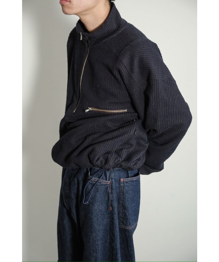 ANCELLM CUT STRIPE HALF ZIP PULL OVER SHIRT | M ANCELLM CUT STRIPE HALF ZIP PULL OVER SHIRT | M