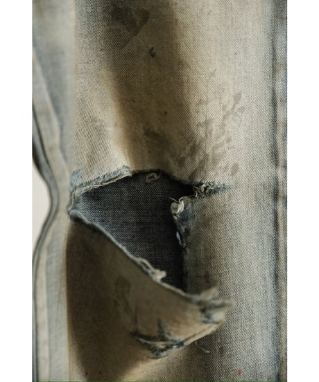 ANCELLM CRASH MIDDLE STRAIGHT 5P DENIM PANTS