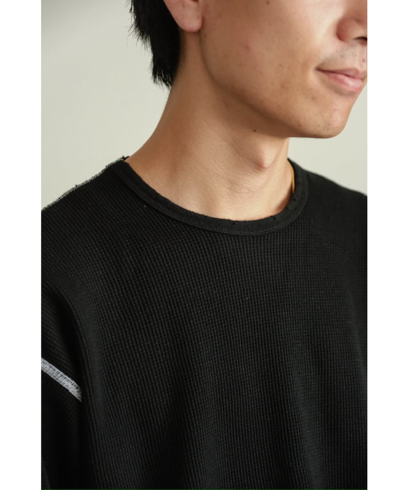 ANCELLM DAMAGE WAFFLE CREW LS T-SHIRT | MusterW