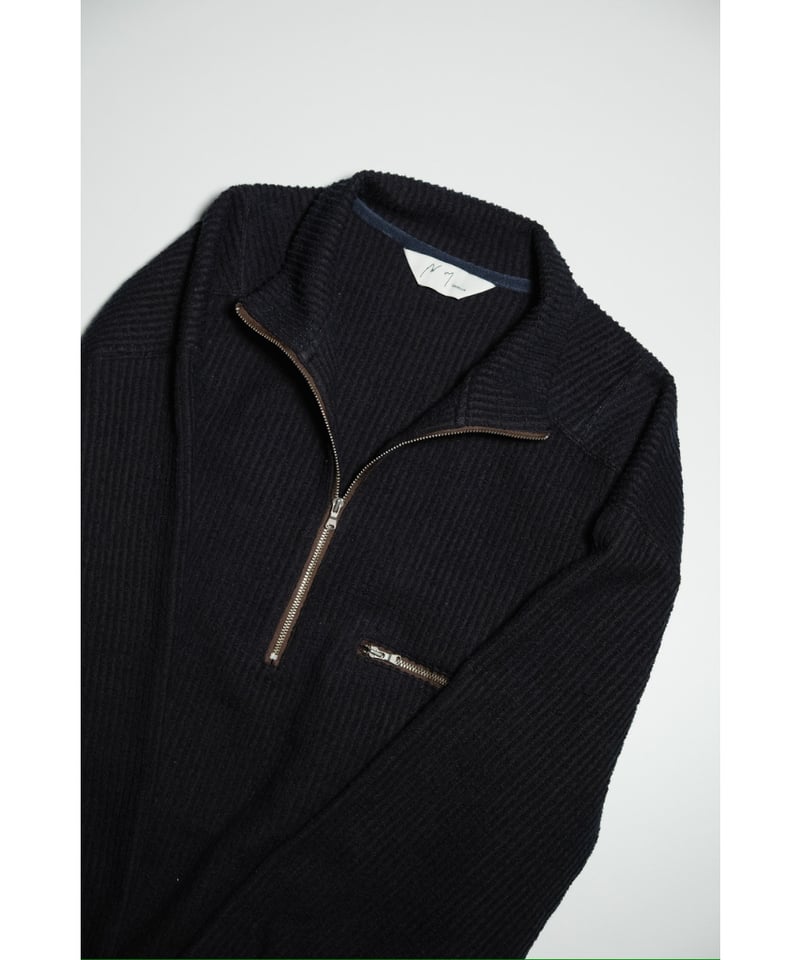 ANCELLM CUT STRIPE HALF ZIP PULL OVER SHIRT | M ANCELLM CUT STRIPE HALF ZIP PULL OVER SHIRT | M