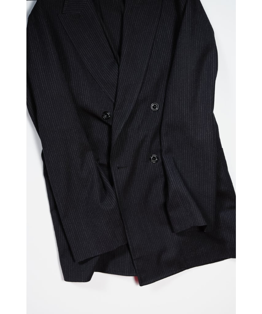 ULTERIOR SILK WOOL STRIPED OX DB JKT | MusterWe