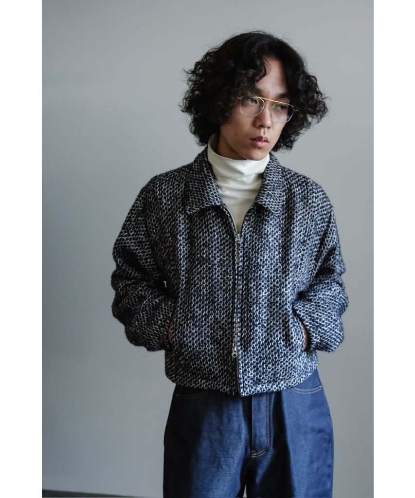 BISOWN MIX TWEED JACKET bisown MIX TWEED×VELVETEEN ZIPUP VEST