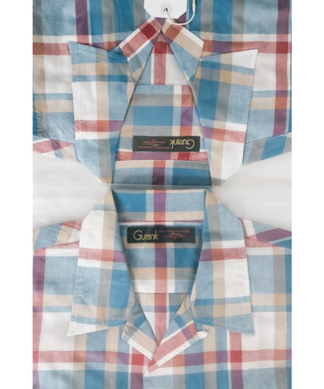 Gurank Plaid open collar shirts