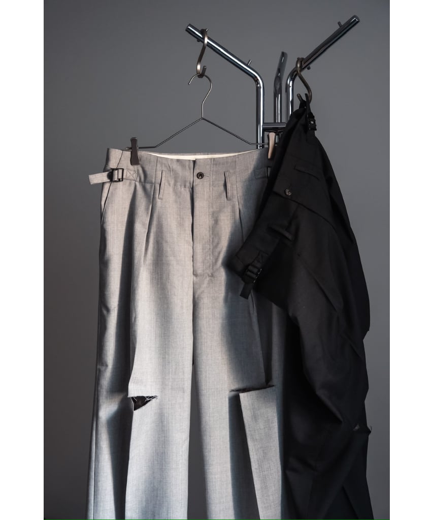 未開封　ANCELLM WOOL DAMAGE WIDE SLACKS ANCELLM | アンセルム WOOL DAMAGE WIDE SLACKS(BLACK) / ウール