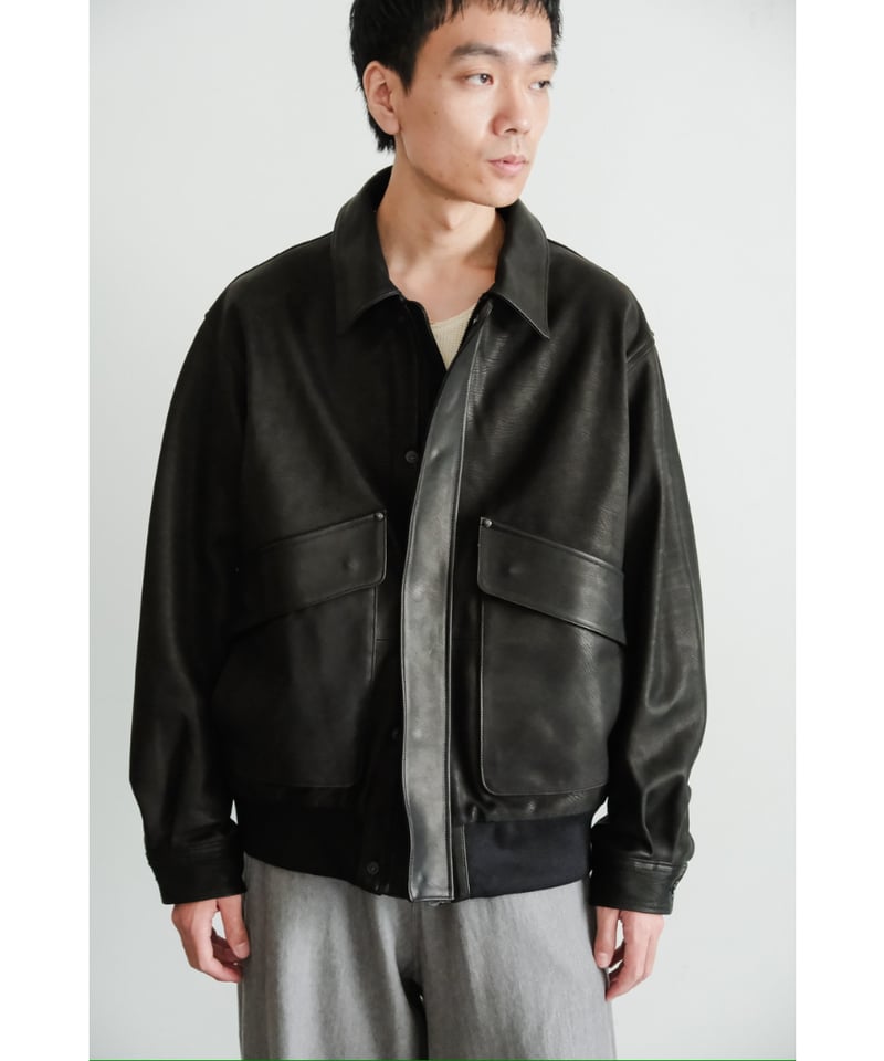 ジャケット・アウター ULTERIOR CALF LEATHER FLIGHT JKT / BLACK ULTERIOR CALF LEATHER FLIGHT JKT | MusterWerk Sud.