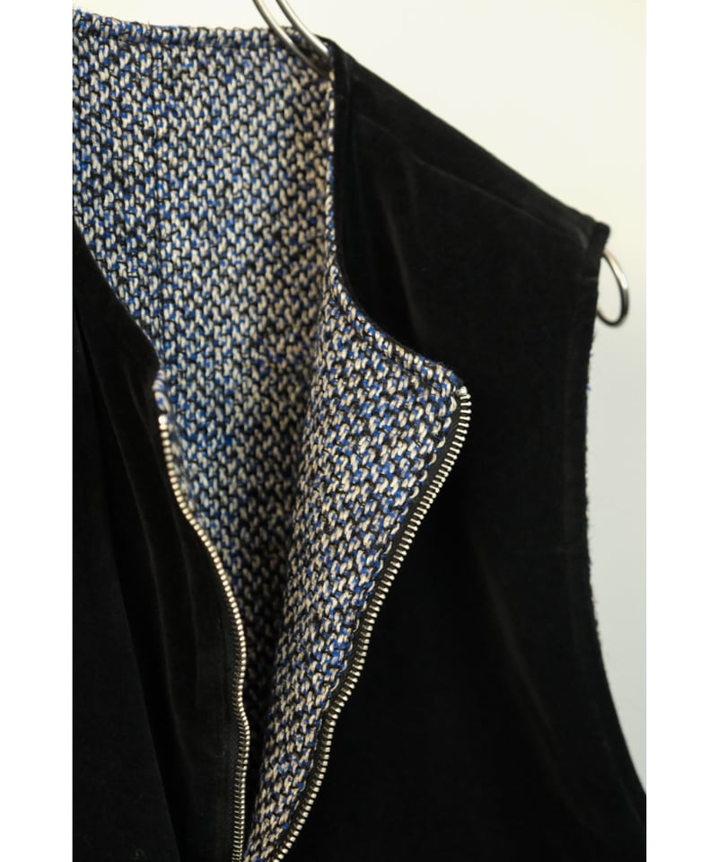 BISOWN MIX TWEED×VELVETEEN ZIPUP VEST | MusterW BISOWN MIX TWEED×VELVETEEN ZIPUP VEST | MusterW