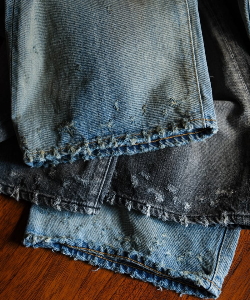 ANCELLM P/DAMAGE DENIM STRAIGHT 5P PANTS | Must ANCELLM P/DAMAGE DENIM STRAIGHT 5P PANTS | Must